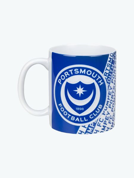 Bicchiere In Vetro Mixer Portsmouth Football Club, 290 Ml, Fondo Pesante, Con Stemma Smaltato, Regalo Per Tifosi