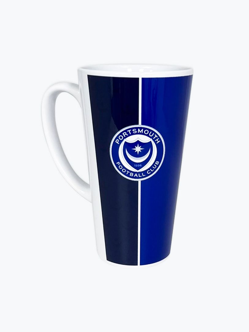 Royal Blue and Navy Latte Mug with Portsmouth FC Crest
